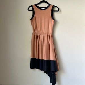 Robert Rodriguez Tan and Black Colorblock Sleeveless Handkerchief Dress S